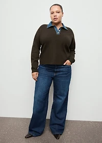 Combined shirt-collar sweater