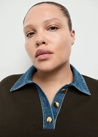 Combined shirt-collar sweater