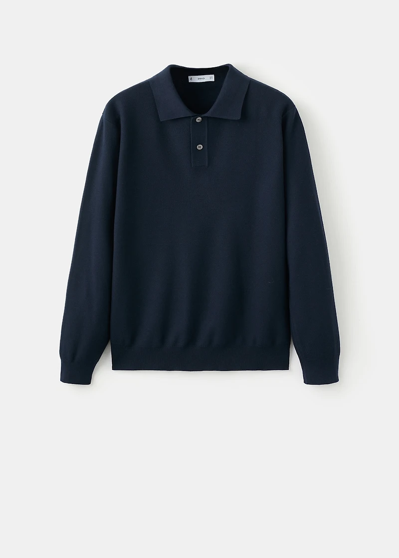 Micro-structured cotton polo shirt