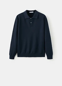 Micro-structured cotton polo shirt