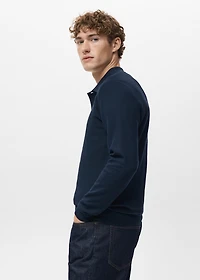 Micro-structured cotton polo shirt