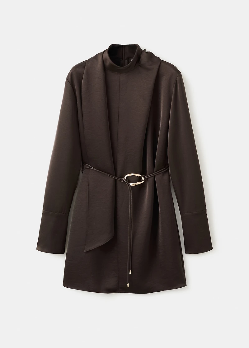 Satin dress with foulard