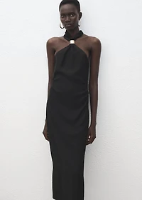 Halter-neck dress with metal embellishment