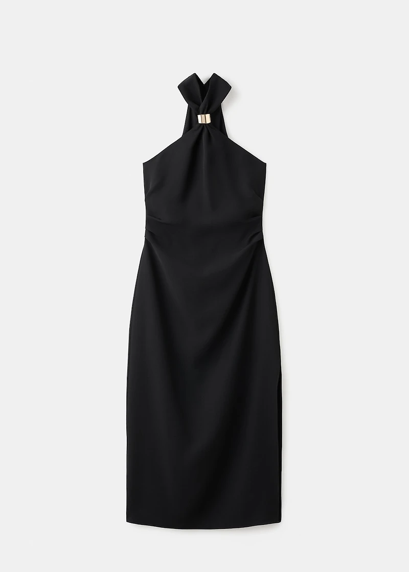 Halter-neck dress with metal embellishment
