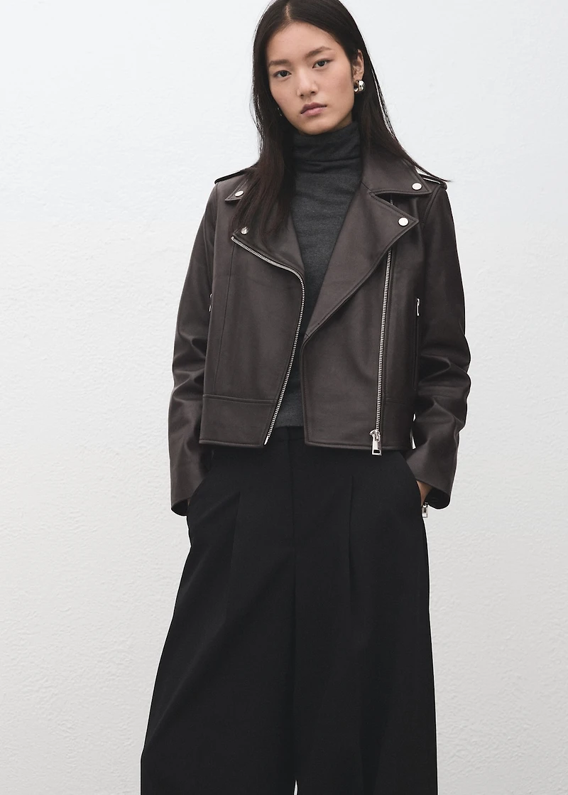 Leather biker jacket