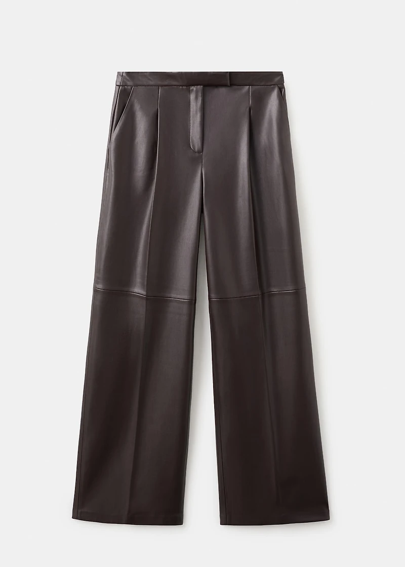 Wide-leg faux-leather pants