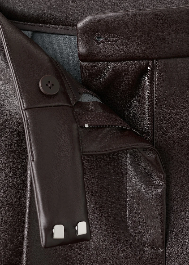 Wide-leg faux-leather pants