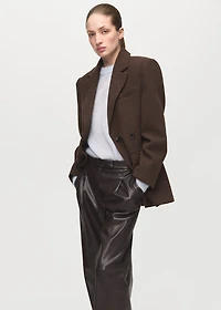 Wide-leg faux-leather pants