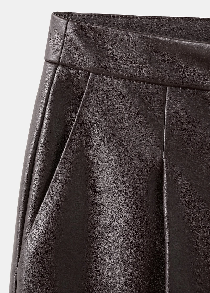Wide-leg faux-leather pants