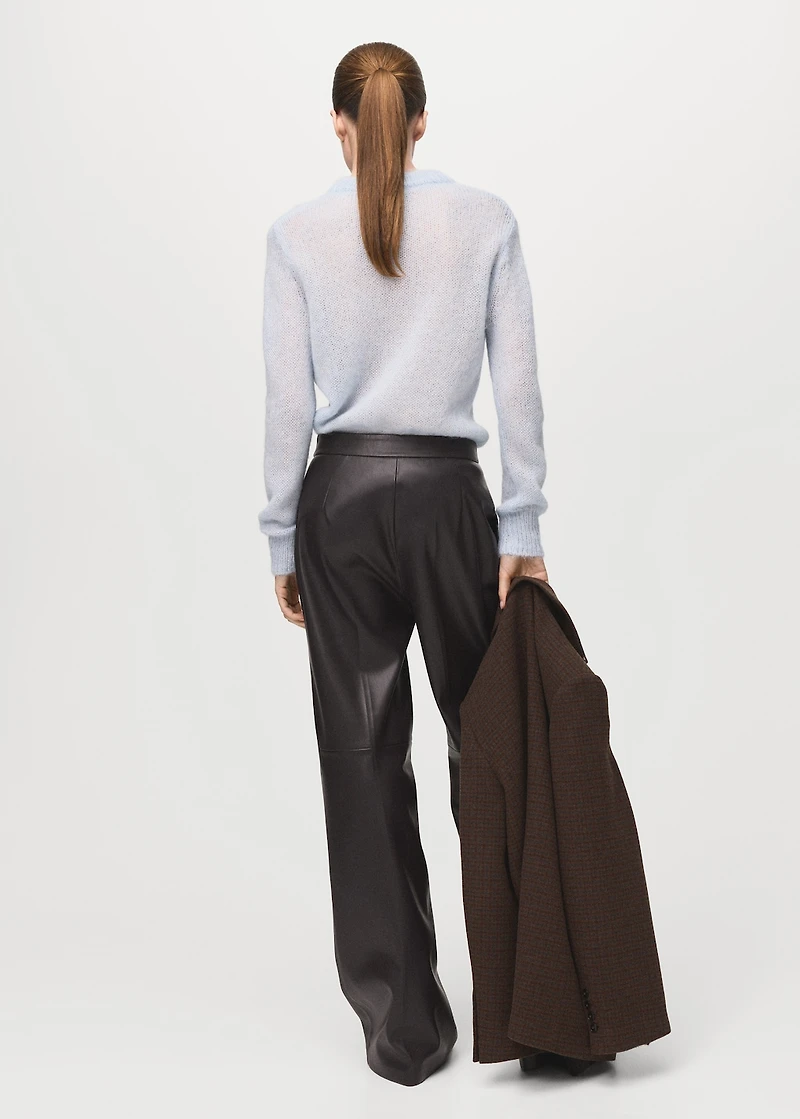 Wide-leg faux-leather pants