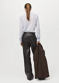 Wide-leg faux-leather pants