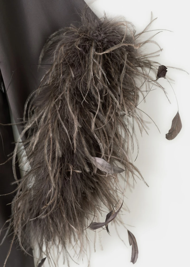 Feathered dress with bell sleeves