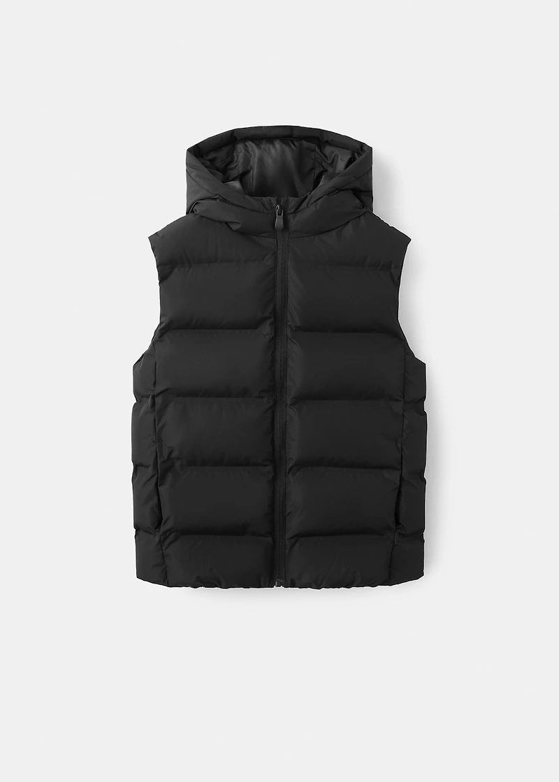 Quilted vest with hood