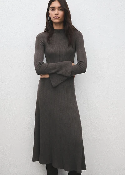 Knitted dress with bell sleeves