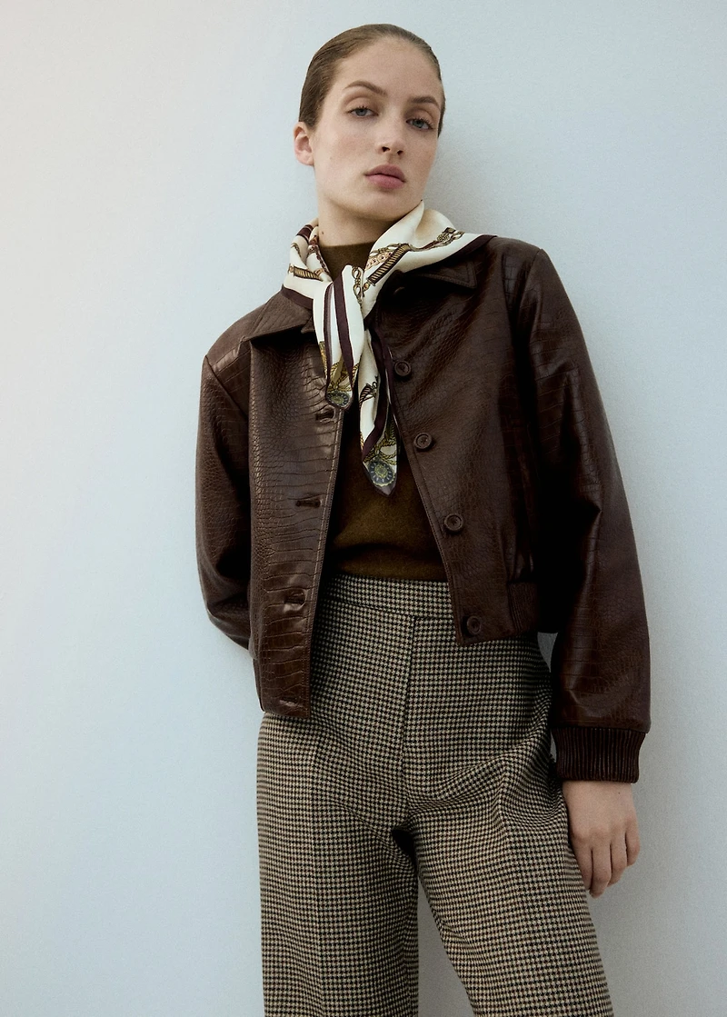 Houndstooth wool-blend trousers