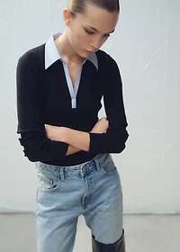 Combined shirt-collar sweater