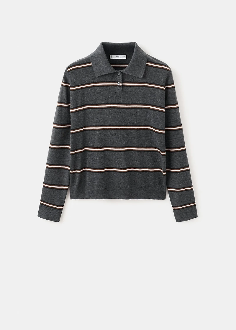 Striped polo-neck sweater