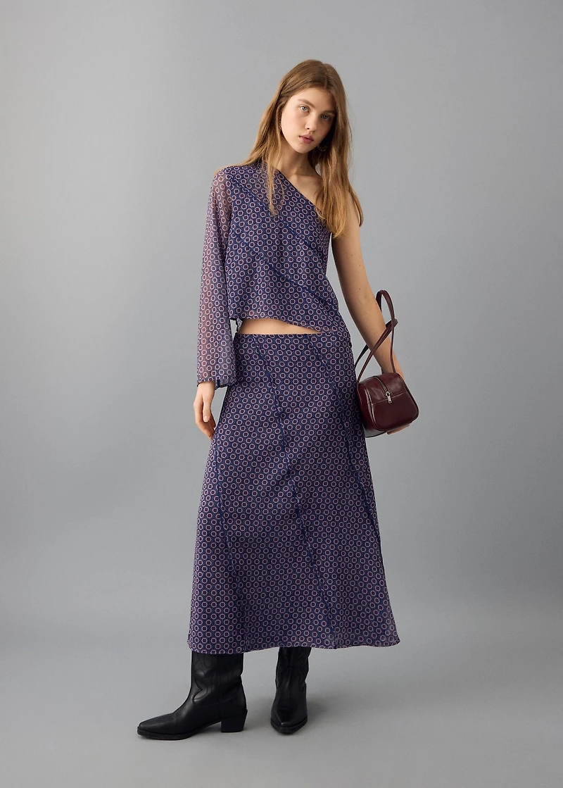 Asymmetrical printed blouse