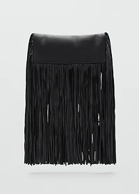 Leather handbag with fringes