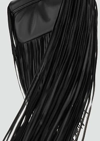 Leather handbag with fringes