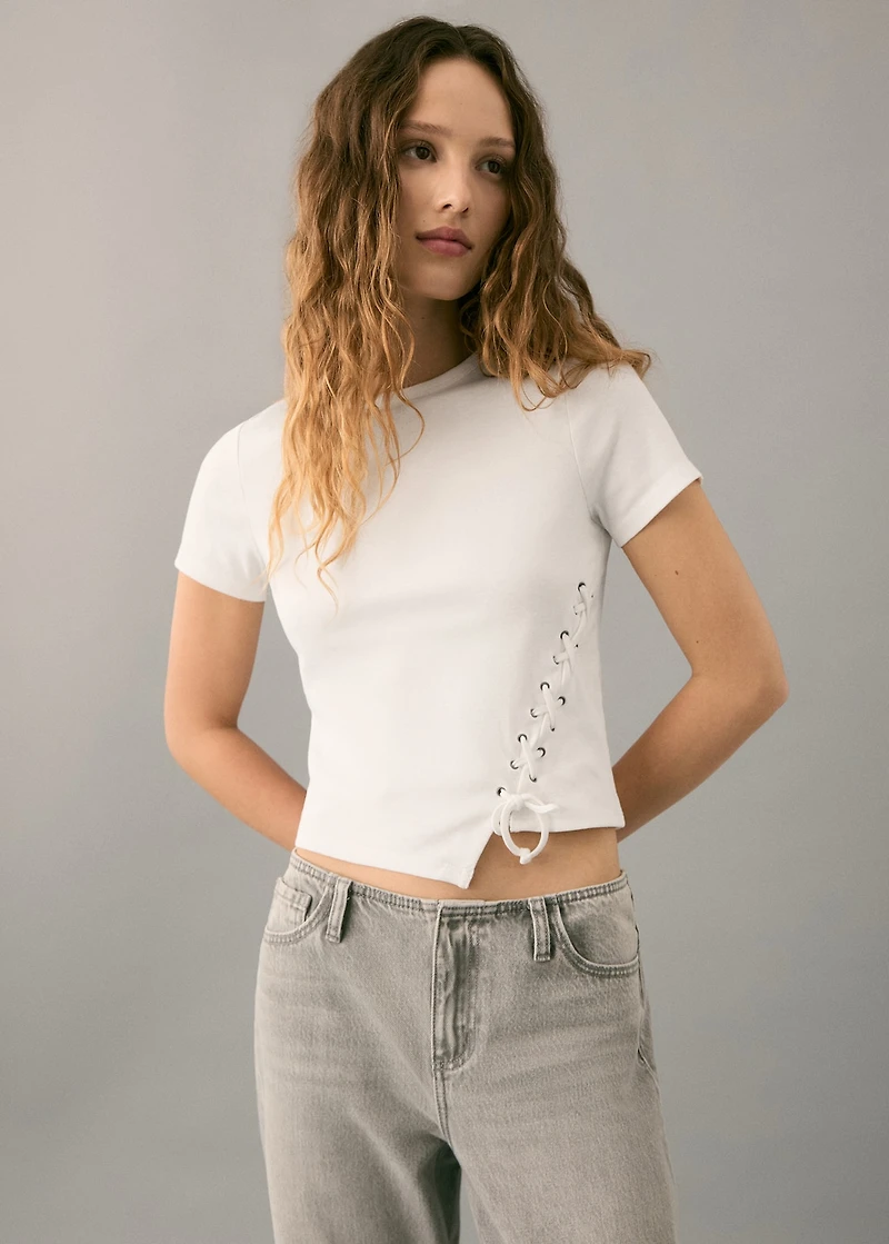 Braided t-shirt with drawstring