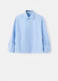 Striped crop blouse with rhinestones