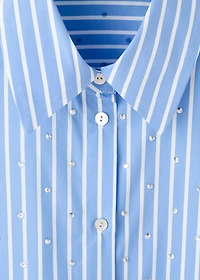 Striped crop blouse with rhinestones