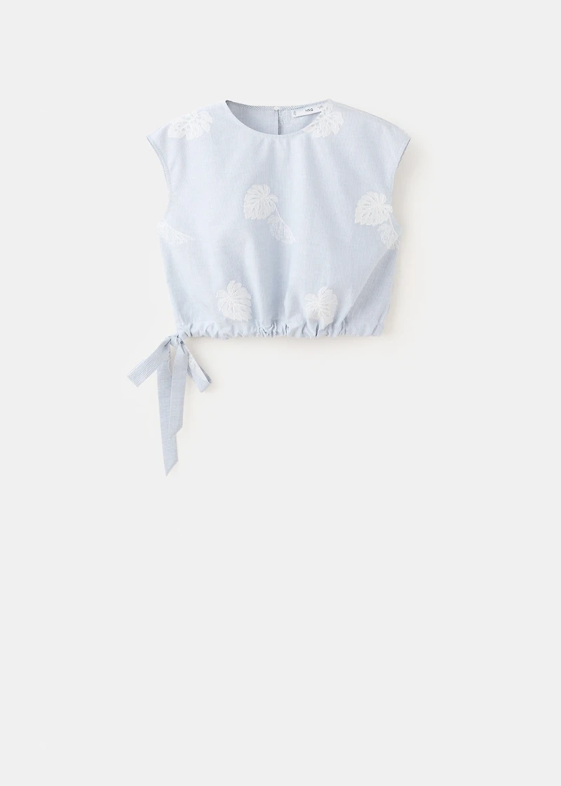 Embroidered striped top