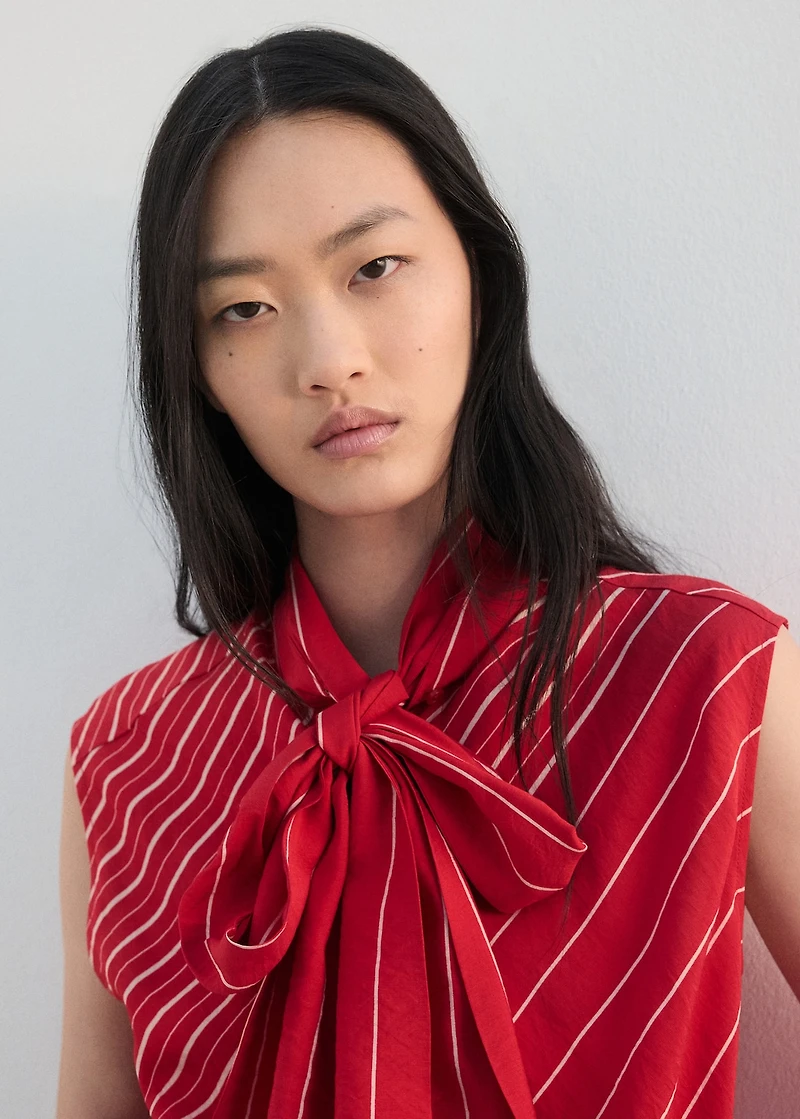 Striped blouse with scarf