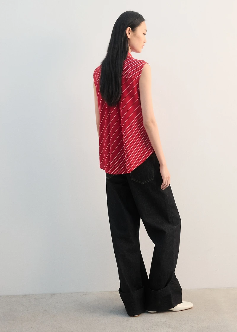 Striped blouse with scarf