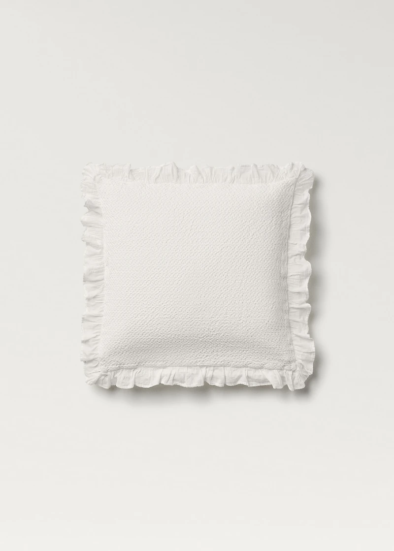 Cotton bed cushion cover with ruffle finish 50x50 cm