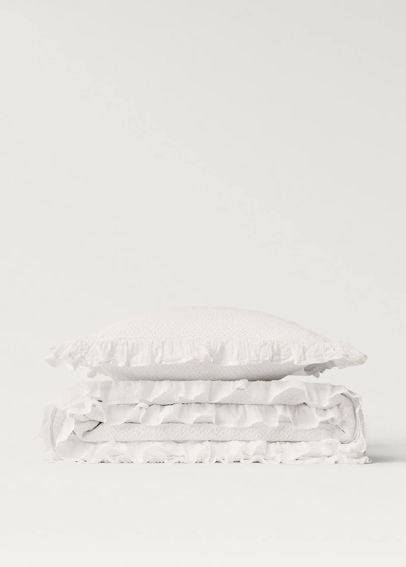 Cotton bed cushion cover with ruffle finish 50x50 cm