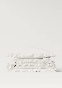Cotton bed cushion cover with ruffle finish 50x50 cm
