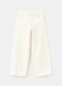 Floral embroidery jeans