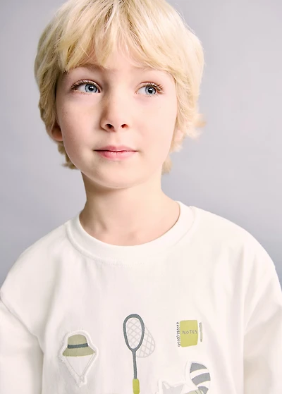 Embroidered detail print t-shirt