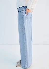 Straight jeans with rhinestone detail