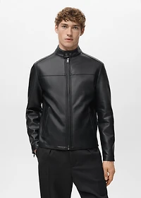 Zip-up faux-leather jacket