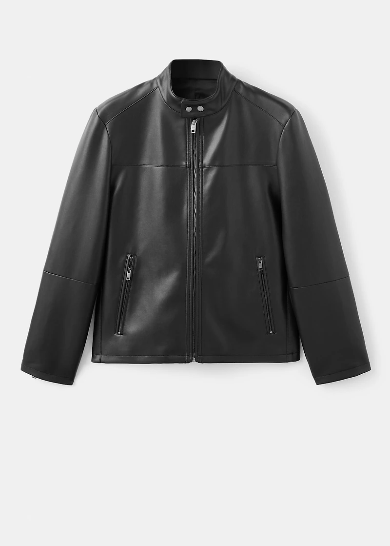 Zip-up faux-leather jacket