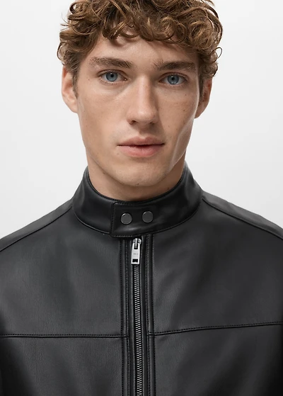 Zip-up faux-leather jacket