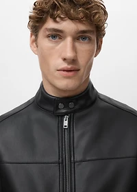 Zip-up faux-leather jacket
