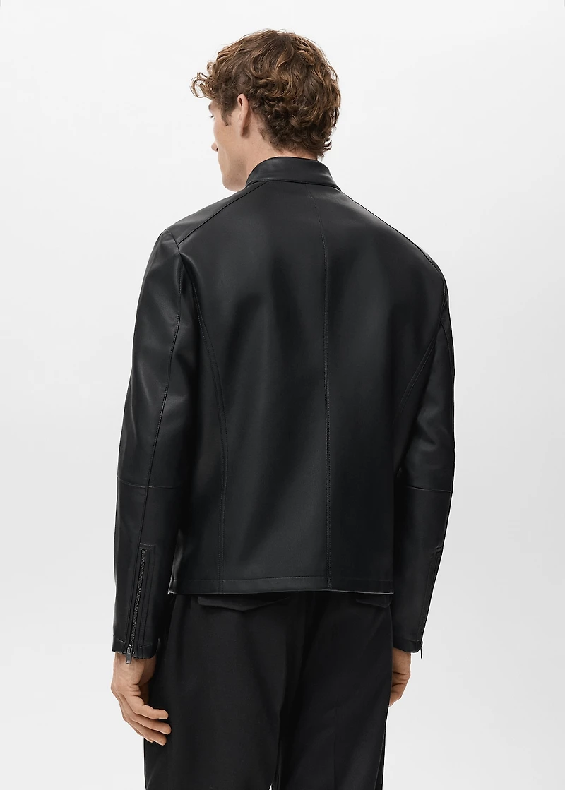 Zip-up faux-leather jacket