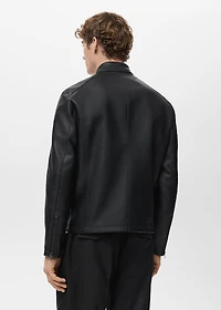 Zip-up faux-leather jacket