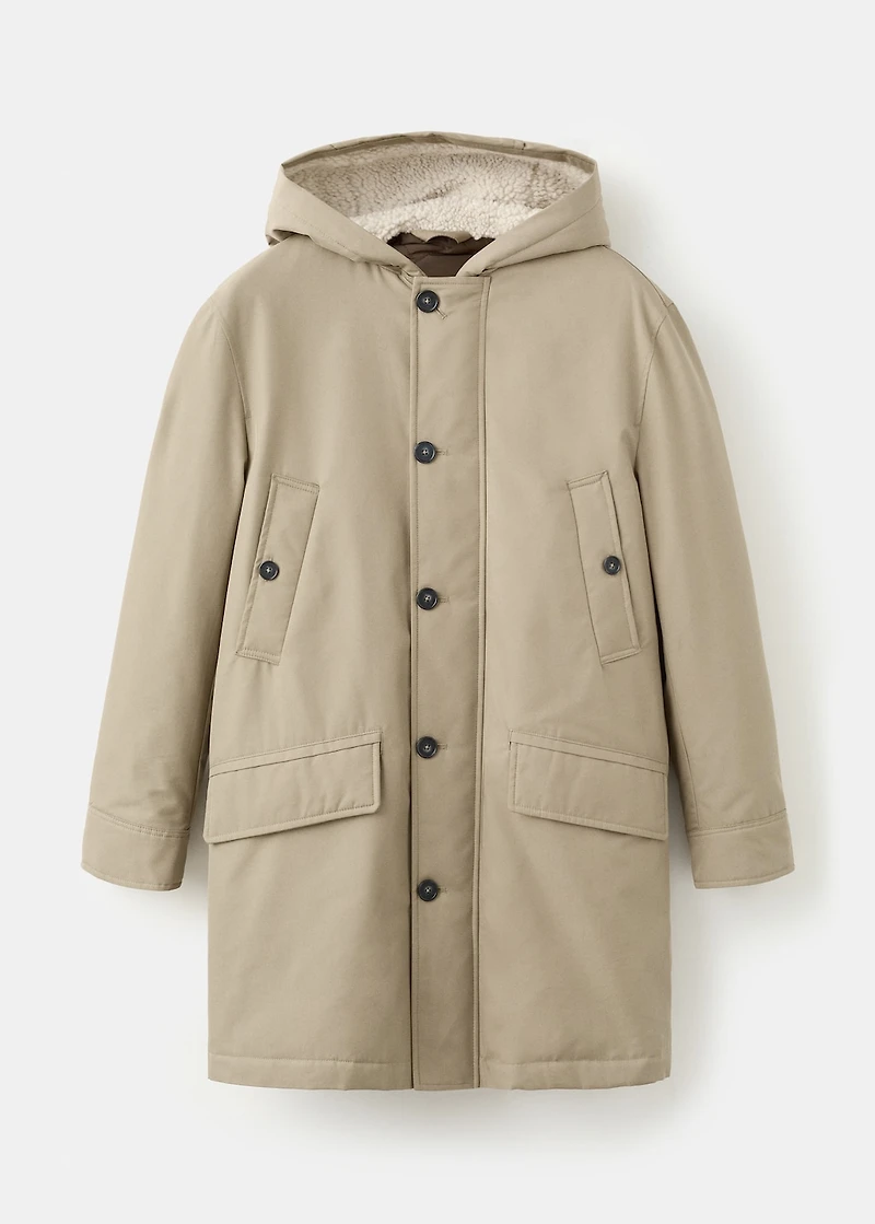 Quilted parka with water-repellent hood