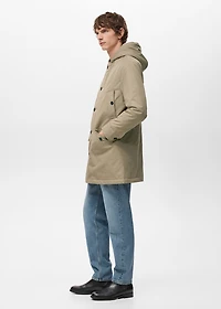 Quilted parka with water-repellent hood