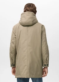 Quilted parka with water-repellent hood