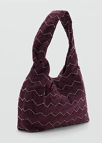 Corduroy handbag with beads