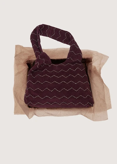 Corduroy handbag with beads