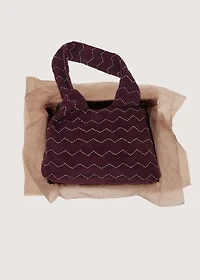 Corduroy handbag with beads