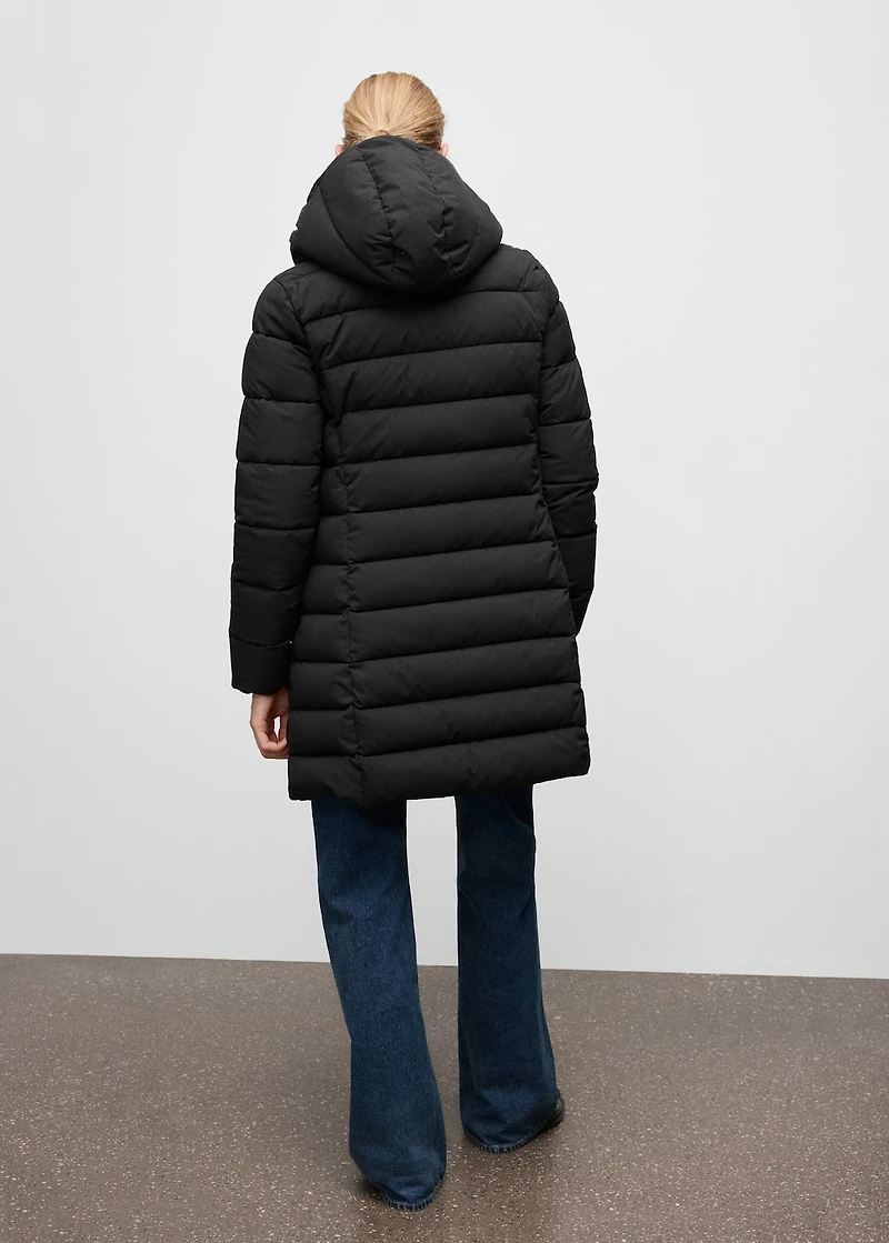 Midi quilted anorak with hood