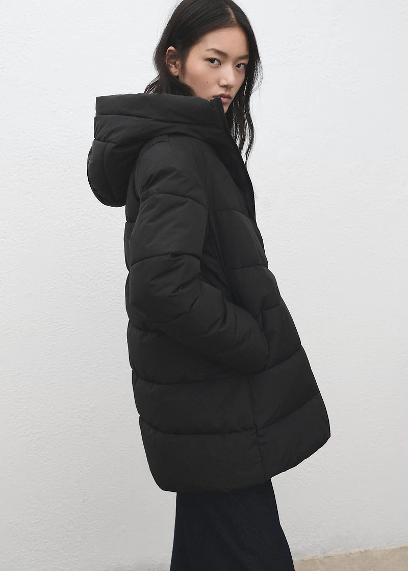 Hood puffer coat